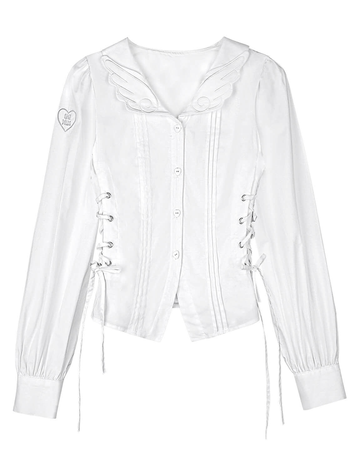 ANGEL WING COLLAR LACE-UP BLOUSE