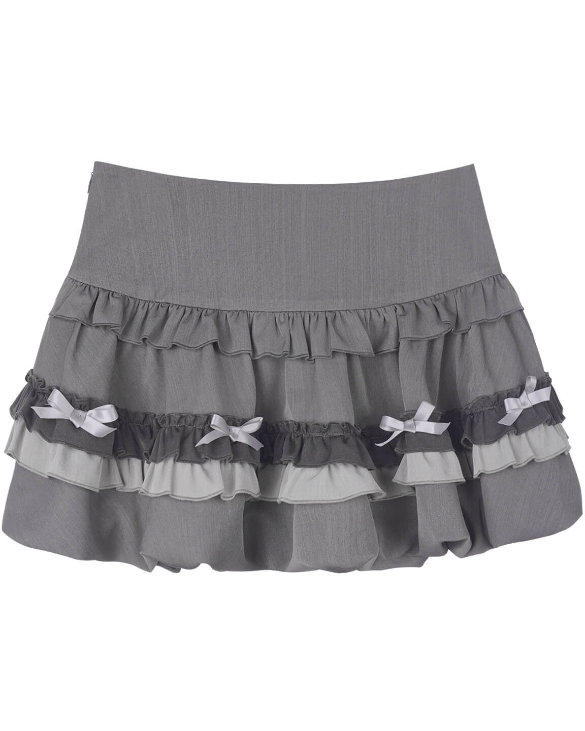 TIERED RUFFLE RIBBON MINI SKIRT