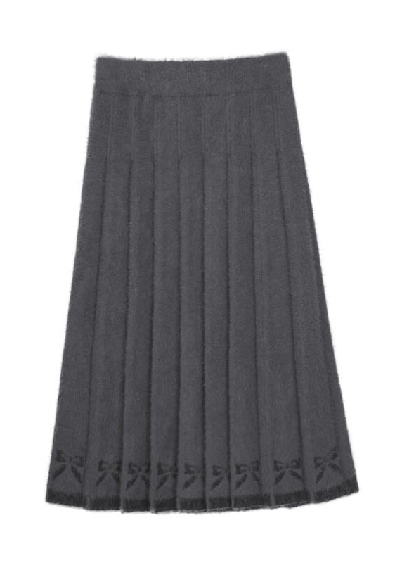 BRUSHED KNIT PLEATED MIDI SKIRT