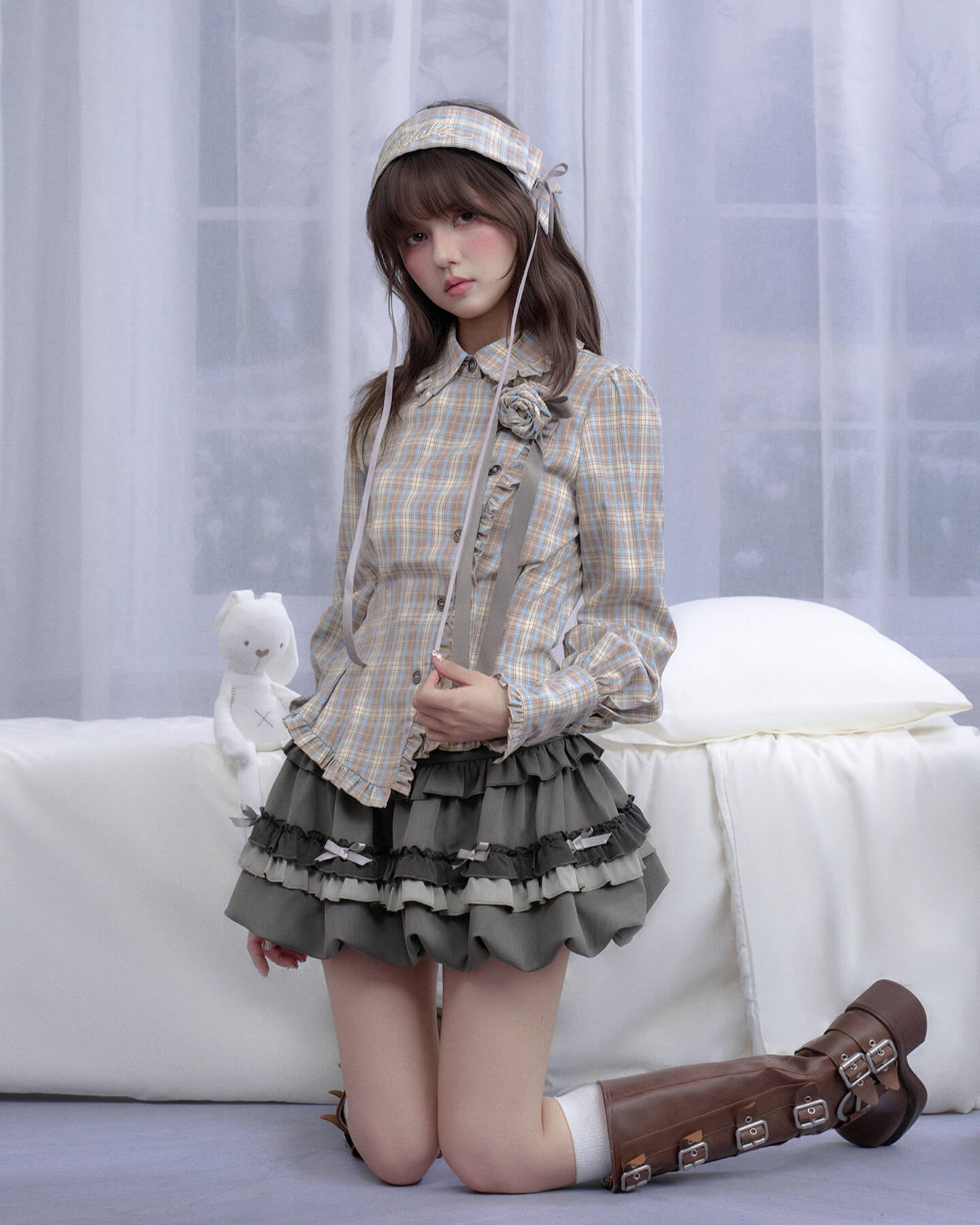 TIERED RUFFLE RIBBON MINI SKIRT