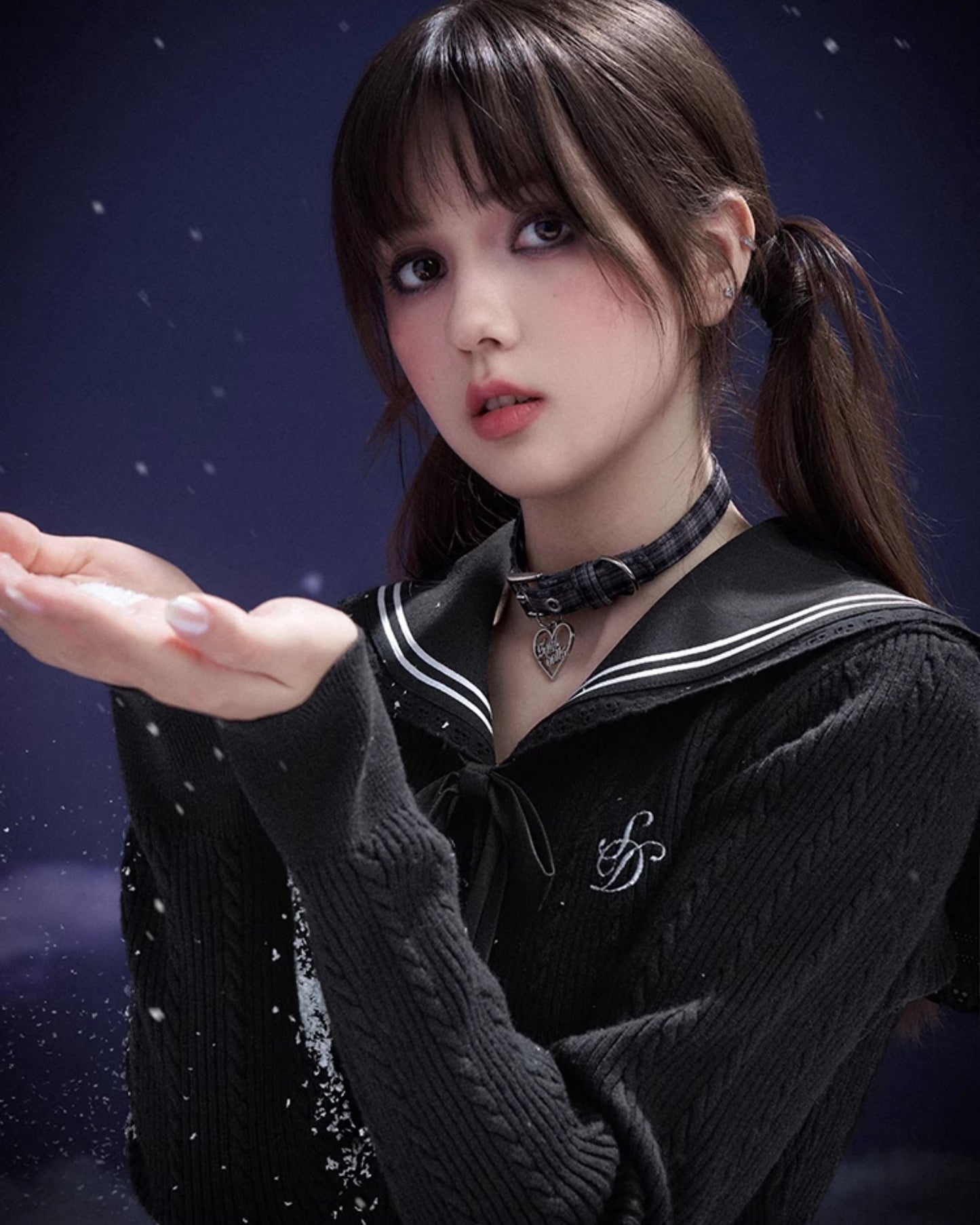 SAILOR COLLAR RIBBON KNIT CARDIGAN