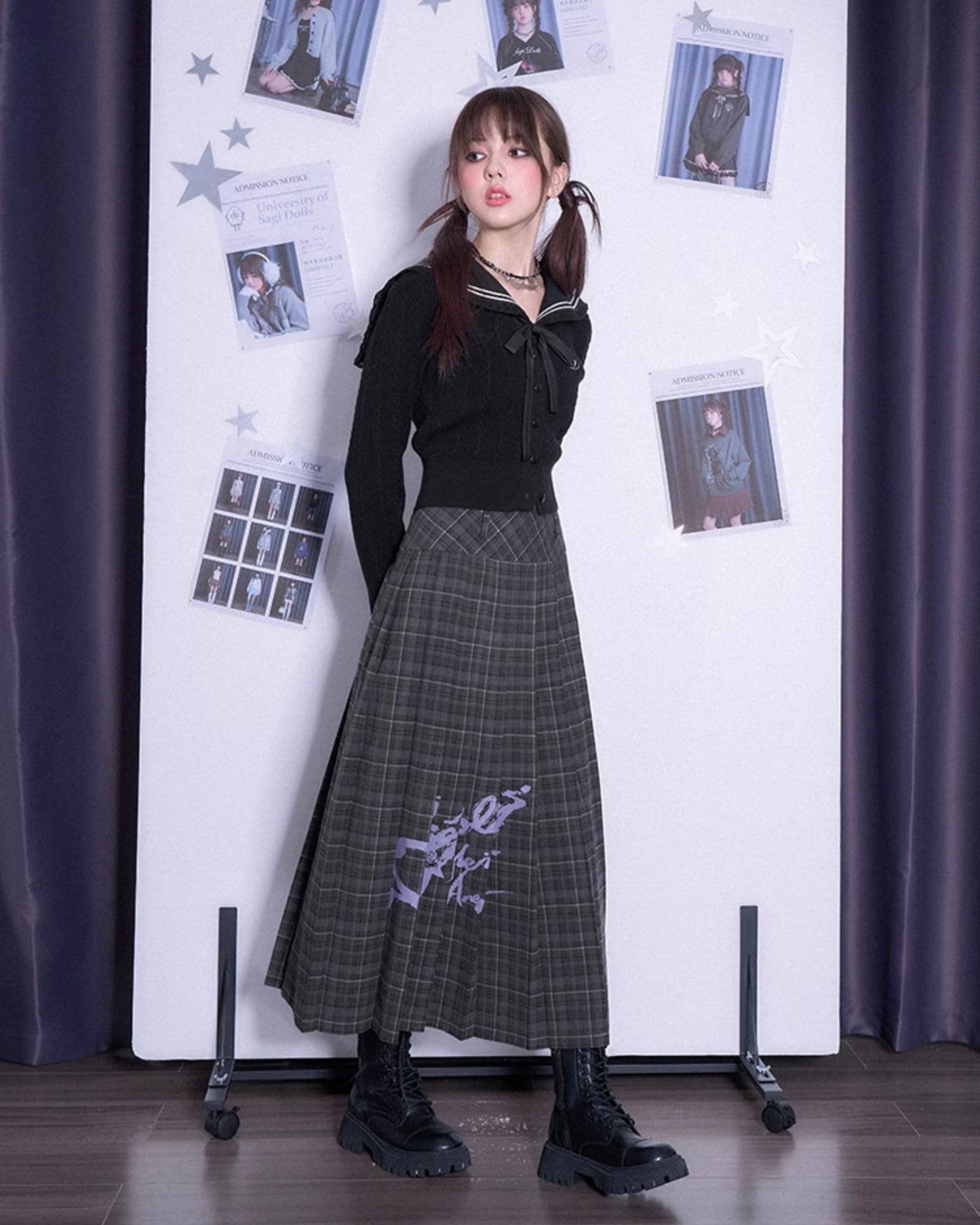 SAILOR COLLAR RIBBON KNIT CARDIGAN
