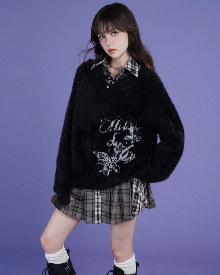 PATCHWORK CHECK SHIRT TIE DRESS