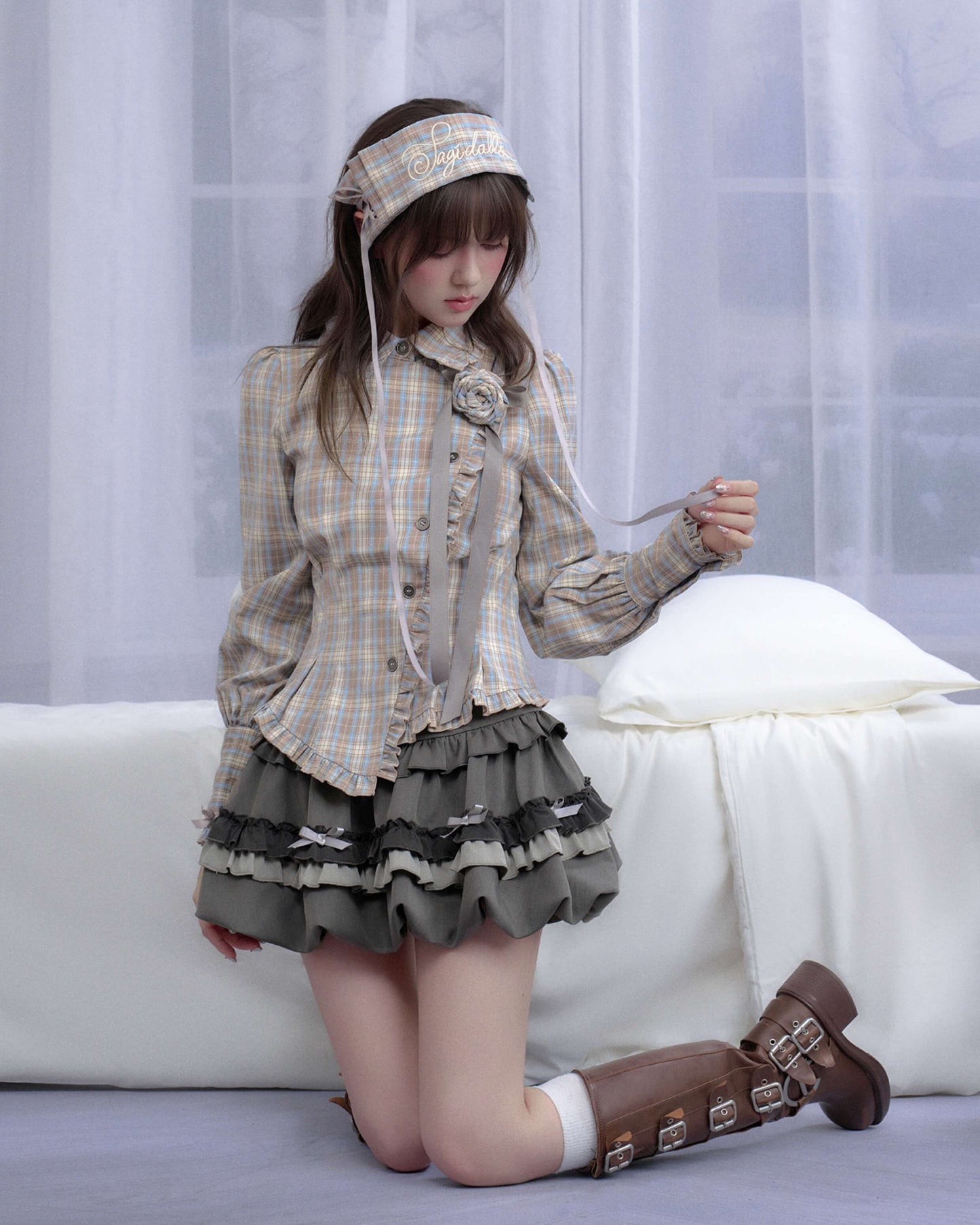 TIERED RUFFLE RIBBON MINI SKIRT