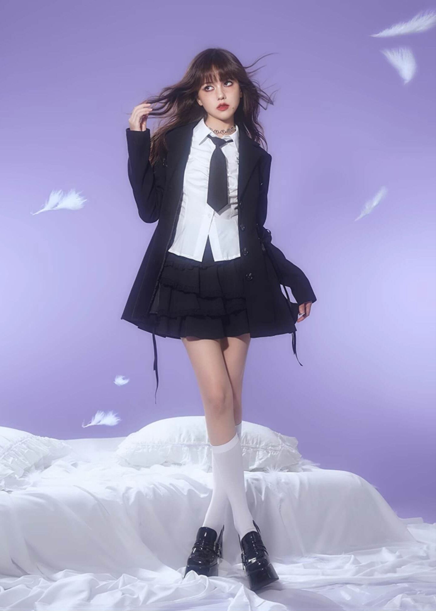 LACE-UP CORSET PLEATED TAILORED JACKET