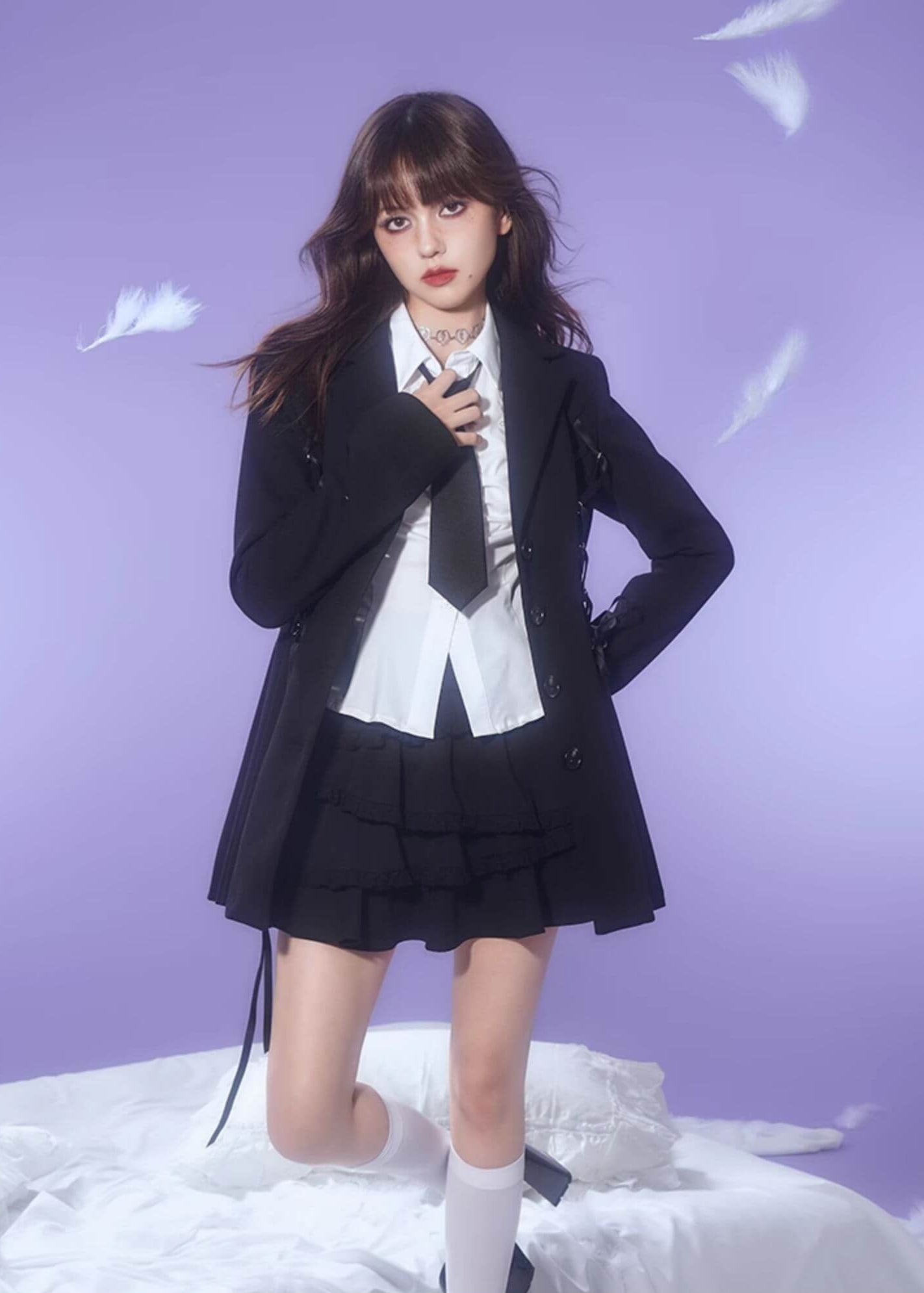 LACE-UP CORSET PLEATED TAILORED JACKET