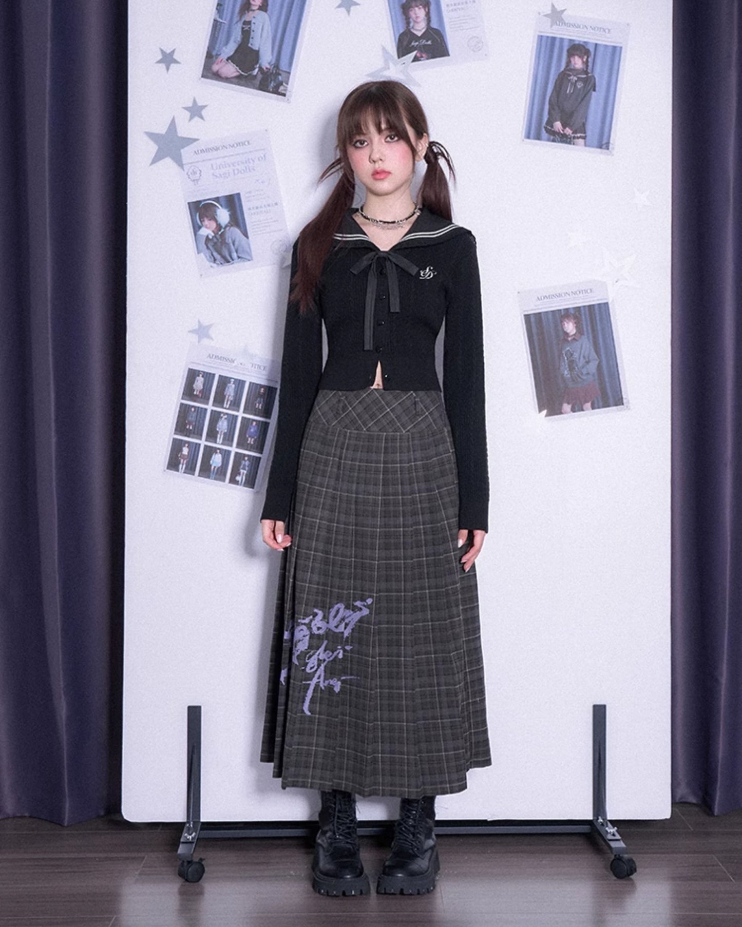 SAILOR COLLAR RIBBON KNIT CARDIGAN