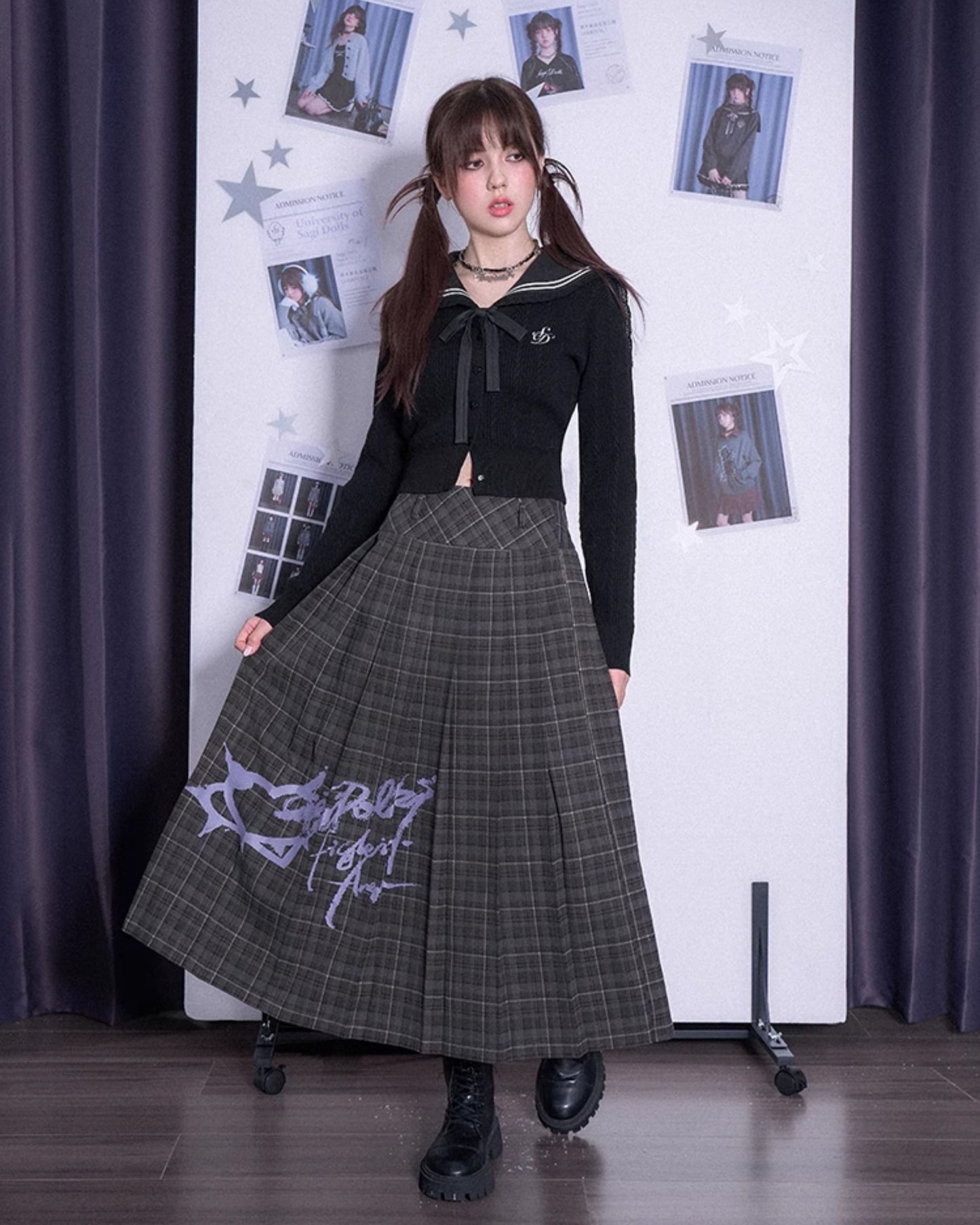 SAILOR COLLAR RIBBON KNIT CARDIGAN