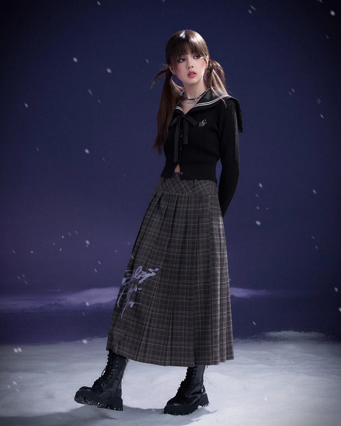 SAILOR COLLAR RIBBON KNIT CARDIGAN