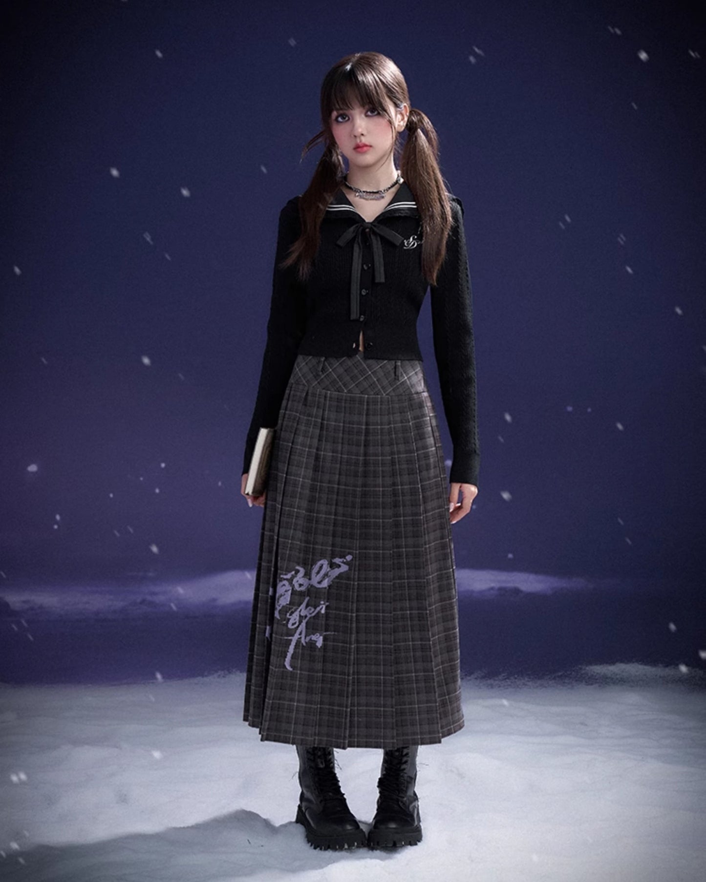 SAILOR COLLAR RIBBON KNIT CARDIGAN